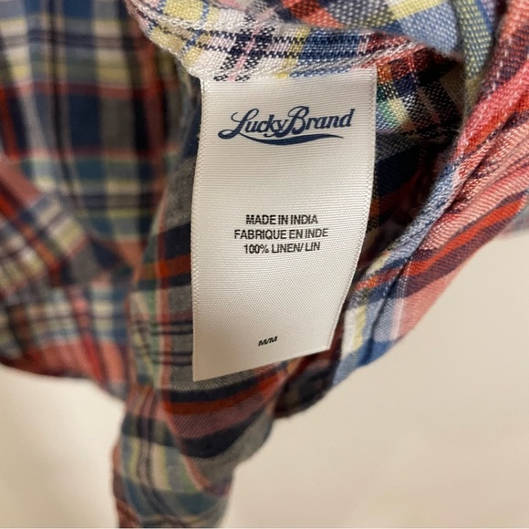 Lucky Brand Baird McNutt Irish Linen Plaid Button Shirt Mens Size M Blue Multi - Picture 4 of 7